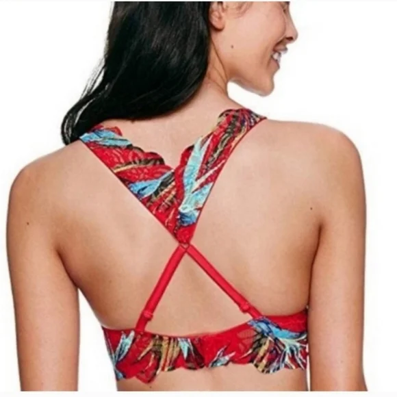 Victoria's‎ Secret PINK Tropical Lace Push Up Bralette Large - Picture 2 of 11